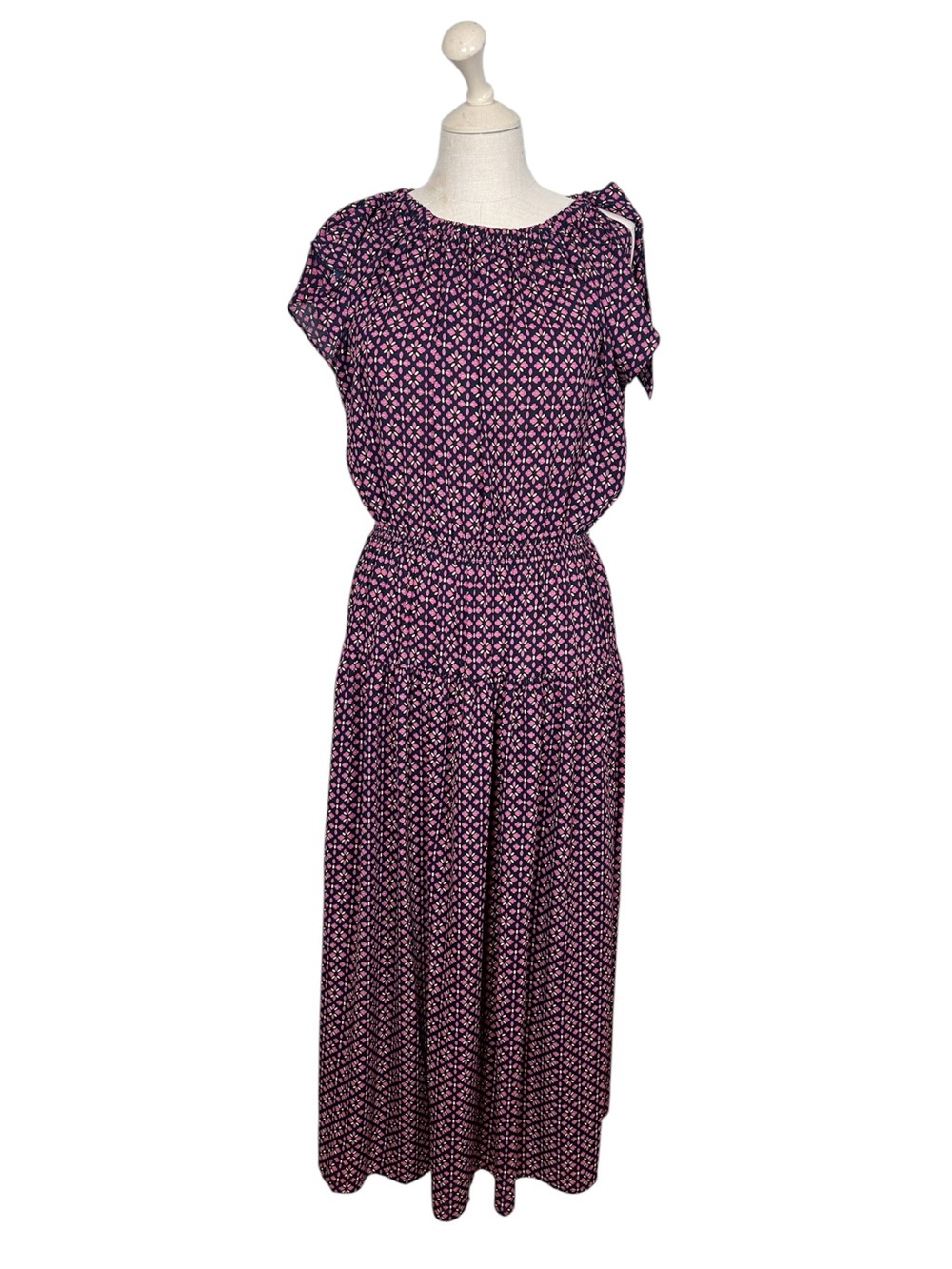 NWT Banana Republic Shirred Neck Drop Waist Midi Dress - Picture 4 of 12